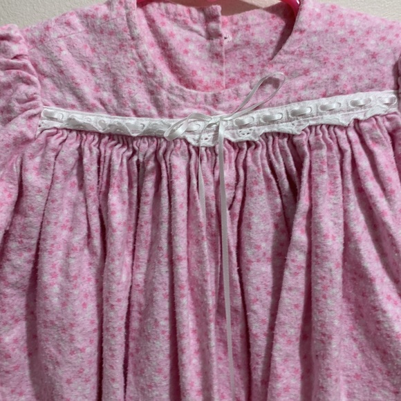 Toddler Girls smocked puffy sleeve Star print flannel cottage core prairie gown - Picture 6 of 9